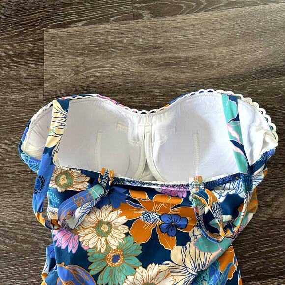 EUC Profile by Gottex Rising Sun One Piece Swimsuit D-Cup Blue Floral Ruched - Picture 6 of 15